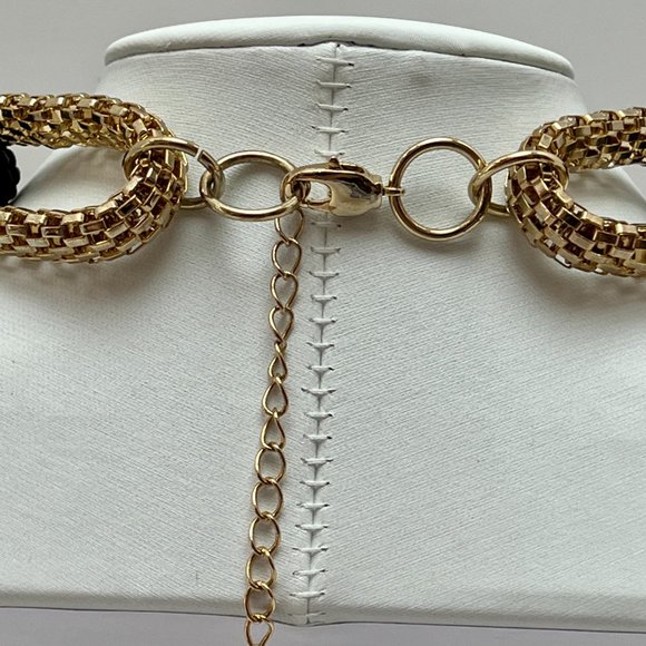 ❣️NEW❣️Debenhams Deco Rustic Mesh Oval Link Statement Collar Necklace Multi Tone - Picture 7 of 8